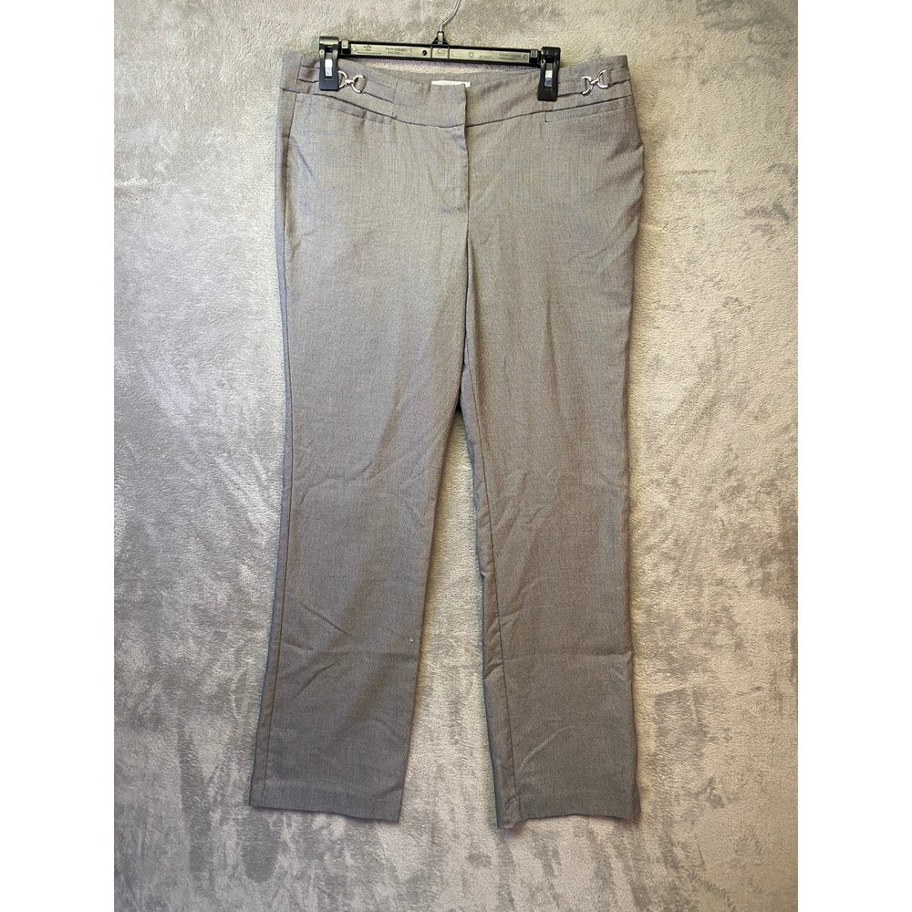 New York & Company Stretch Grey Micro Pattern Dress Pants Size 12 Average